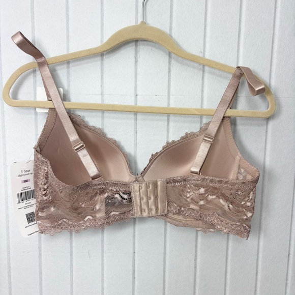 Rene Rofe Lace Slight Push-Up Bra Tan Size 36D - Picture 4 of 9
